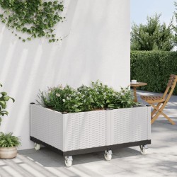 Jardinière à roulettes blanc 100x80x54 cm PP 