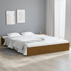 Cadre de lit sans matelas marron miel bois massif 150x200 cm 
