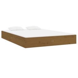 Cadre de lit sans matelas marron miel bois massif 150x200 cm 