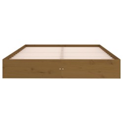 Cadre de lit sans matelas marron miel bois massif 150x200 cm 