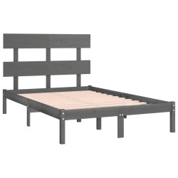 Cadre de lit sans matelas gris 135x190 cm bois massif 