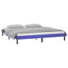 Cadre de lit à LED sans matelas gris 135x190 cm bois massif 