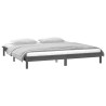 Cadre de lit à LED sans matelas gris 135x190 cm bois massif 