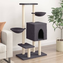 Arbre à chat avec griffoirs en sisal gris foncé 117 cm 