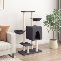 Arbre à chat avec griffoirs en sisal gris foncé 117 cm 