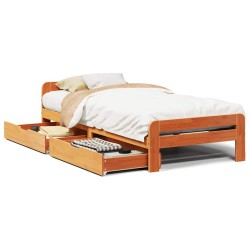 Cadre de lit sans matelas cire marron 75x190 cm bois pin massif 