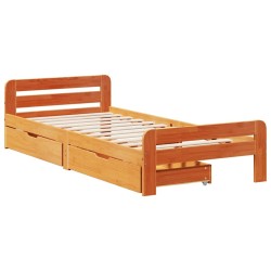 Cadre de lit sans matelas cire marron 75x190 cm bois pin massif 