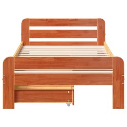 Cadre de lit sans matelas cire marron 75x190 cm bois pin massif 