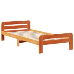 Cadre de lit sans matelas cire marron 75x190 cm bois pin massif 