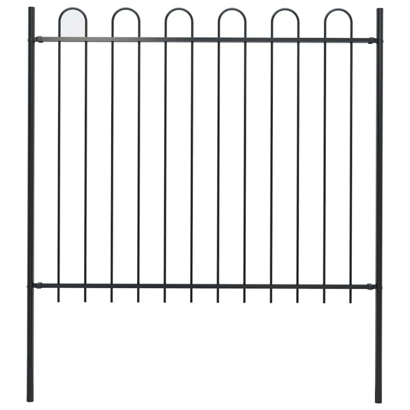 Clôture de jardin avec dessus en cerceau Acier 1,8 m Noir 