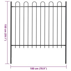 Clôture de jardin avec dessus en cerceau Acier 1,8 m Noir 