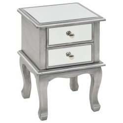 Table de chevet miroir MDF et verre 34,5 x 30 x 50 cm 