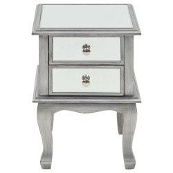 Table de chevet miroir MDF et verre 34,5 x 30 x 50 cm 