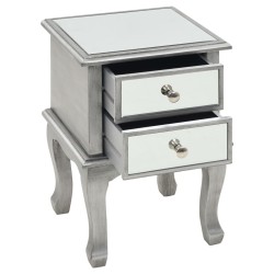 Table de chevet miroir MDF et verre 34,5 x 30 x 50 cm 