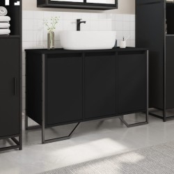 Armoire lavabo de salle de bain noir 91x35x60 cm 