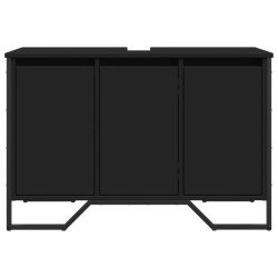 Armoire lavabo de salle de bain noir 91x35x60 cm 
