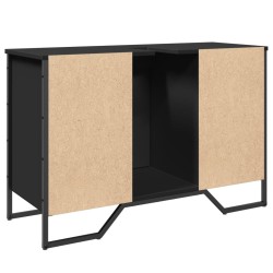 Armoire lavabo de salle de bain noir 91x35x60 cm 