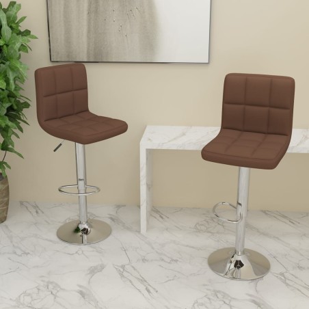 Tabourets de bar lot de 2 marron tissu 