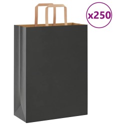 Sacs en papier 250 pcs avec poignées noir 26x12x35 cm 