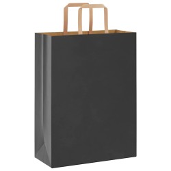Sacs en papier 250 pcs avec poignées noir 26x12x35 cm 
