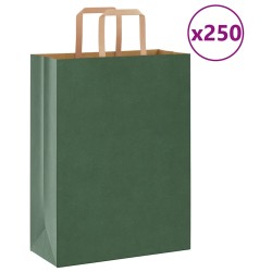Sacs en papier 250 pcs avec poignées vert 26x12x35 cm 