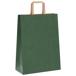 Sacs en papier 250 pcs avec poignées vert 26x12x35 cm 