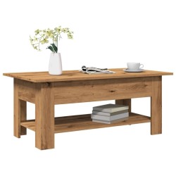 Table basse chêne artisanal 102x55x42 cm bois d'ingénierie 