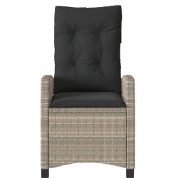 Chaise inclinable de jardin coussins gris clair résine tressée 