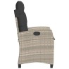 Chaise inclinable de jardin coussins gris clair résine tressée 