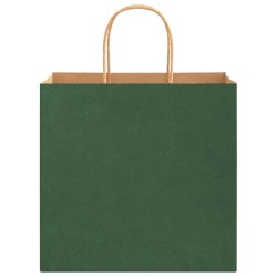 Sacs en papier 250 pcs avec poignées vert 26x17x25 cm 