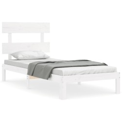 Cadre de lit sans matelas blanc 100x200 cm bois de pin massif 