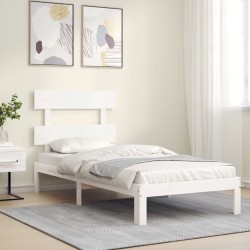 Cadre de lit sans matelas blanc 100x200 cm bois de pin massif 