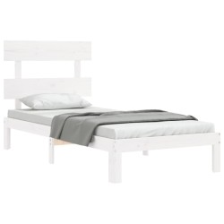 Cadre de lit sans matelas blanc 100x200 cm bois de pin massif 