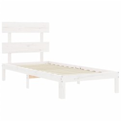 Cadre de lit sans matelas blanc 100x200 cm bois de pin massif 