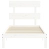 Cadre de lit sans matelas blanc 100x200 cm bois de pin massif 