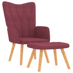 Chaise de relaxation avec tabouret Rouge bordeaux Tissu 
