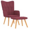 Chaise de relaxation avec tabouret Rouge bordeaux Tissu 
