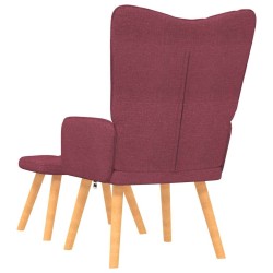 Chaise de relaxation avec tabouret Rouge bordeaux Tissu 