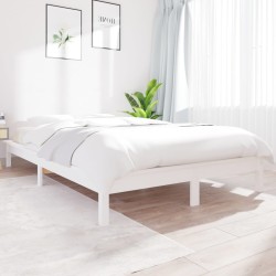 Cadre de lit sans matelas blanc bois massif 