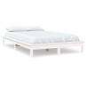 Cadre de lit sans matelas blanc bois massif 