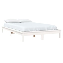 Cadre de lit sans matelas blanc bois massif 