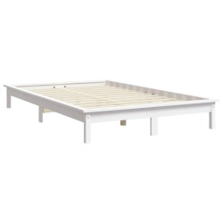 Cadre de lit sans matelas blanc bois massif 