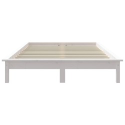 Cadre de lit sans matelas blanc bois massif 
