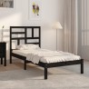 Cadre de lit sans matelas noir bois massif 75x190 cm 