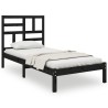 Cadre de lit sans matelas noir bois massif 75x190 cm 