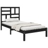 Cadre de lit sans matelas noir bois massif 75x190 cm 