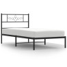 Cadre de lit métal sans matelas avec tête de lit noir 100x190cm 