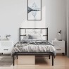 Cadre de lit métal sans matelas avec tête de lit noir 100x190cm 