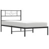 Cadre de lit métal sans matelas avec tête de lit noir 100x190cm 