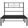 Cadre de lit métal sans matelas avec tête de lit noir 100x190cm 